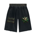 Unisex Vintage Wash Distressed Wide Leg Shorts